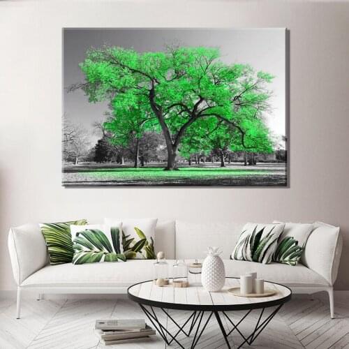 Yellow Tree Black And White Pictures Modern Landscape Painting For Living Room Decoration Canvas Posters And Prints Wall Art Pic