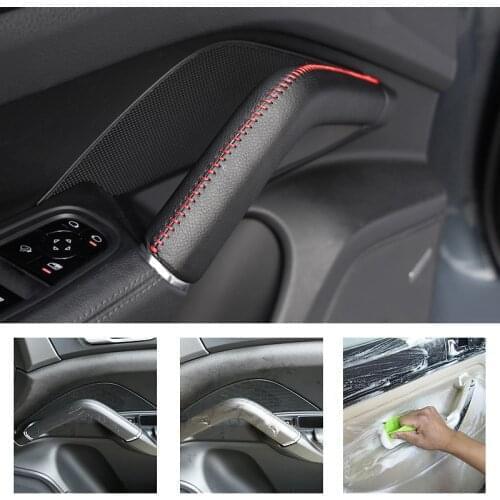 1PC Cow Leather Door Handle / Central Console Armrest Handle Protective Cover For Porsche Cayenne 2011 2012 2013 2014 2015 2016