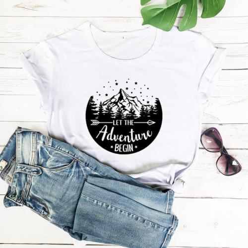 Let The Adventure Begin Graphic Shirt 2020 New Arrival Summer 100%Cotton Funny T Shirt Mountain Adventure Shirt Hiking Shirts