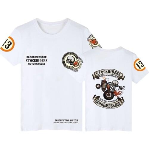 Skull Stockriders Motorcycles T Shirt Fashion Hip Hop American Style T Shirt Men Women Harajuku T-shirt Summer Short Sleeve Tee