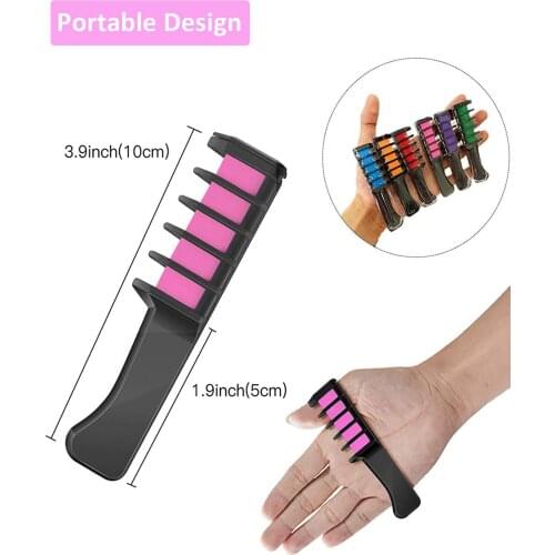 Temporary Hair Chalk Comb-Washable Hair Color Comb for Hair Dye- for Kids for Party Cosplay DIY (6 Colors)