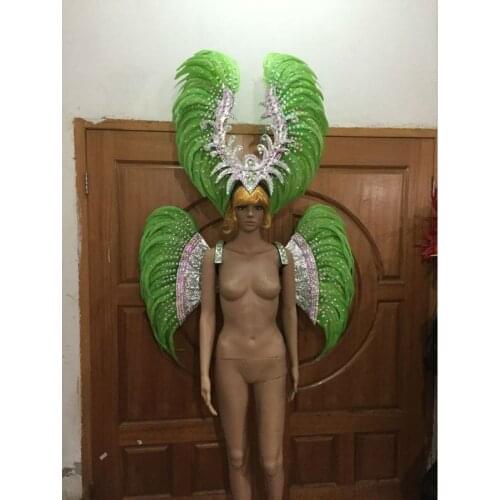 Carnival feather headwear for girls party dancing performance female clothes bow hair headdress dance feather headpiece costume