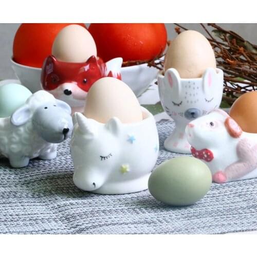 Ceramic Egg Tray Tableware Creative Animal Shape Egg Cup Holder Egg Tool Breakfast Steam Rack Mold Kitchen Accessories ZH676