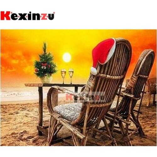 Kexinzu 5D DIY Full Square/Round Drill Diamond Painting Kit "Sunset chair" Embroidery Mosaic Cross Stitch Stickers Decor Gift X