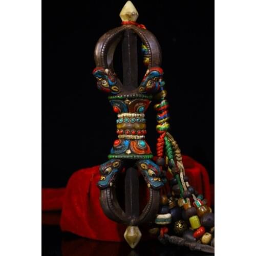 9"Chinese temple collection Old Tiantie Tracing Vajra Pendant Dharma Ornaments Town House Exorcism Ward off evil spirits