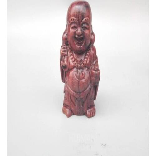 China Wood Carving Cloth Bag Buddha Small Statue