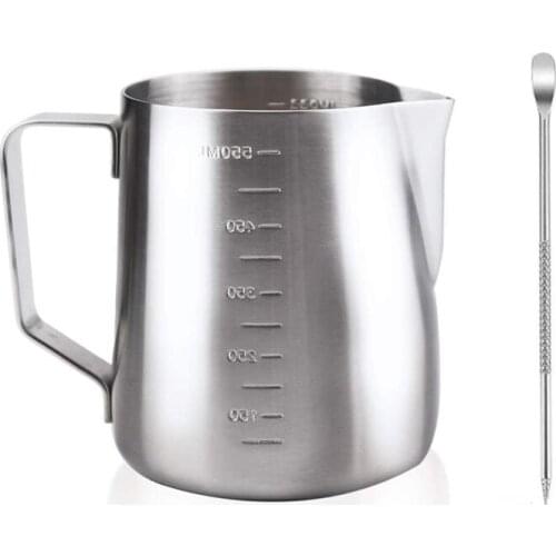 Milk Frothing Pitcher Cup with Latte Art Pen Milk Pitcher Cup Milk Frother,Milk Frothing Jug for Cappuccino,Latte,Etc