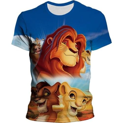 2021 Summer Mens T-shirts Disney The Lion King 3D Print Boy Girl Kids Tee Shirt Fashion Cartoon Anime Womens Clothing