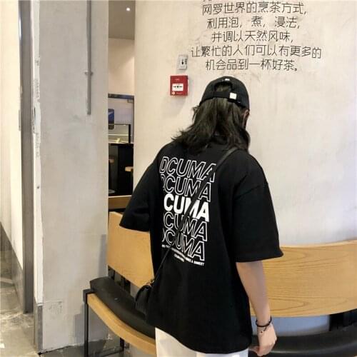 Summer hip-hop large area English graphic short-sleeved women’s T-shirt Korean style Harajuku oversizedWomens tops 2021