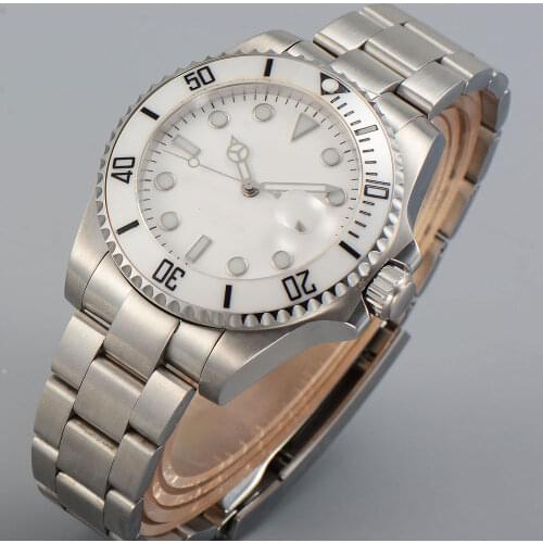 40MM White Dial Sapphire Glass Ceramic Bezel Date Glass Case Back MIYOTA 8215 Automatic Mens Watch