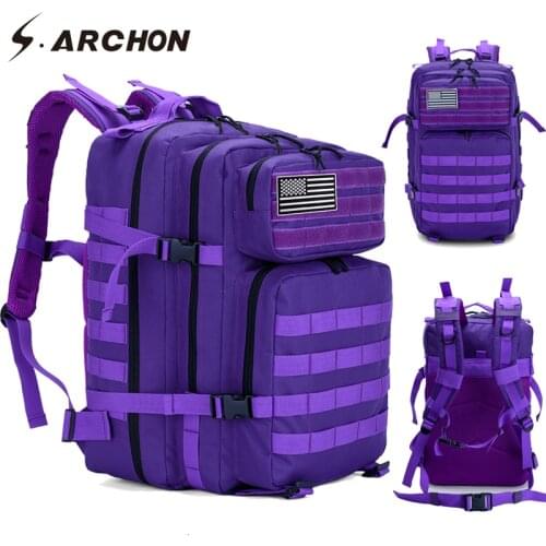 S.ARCHON 45L Tactical Bag Rucksack Man/Women Fitness Backpack Large Capacity Waterproof Molle Bag Bug Out Backpack Rucksack Male