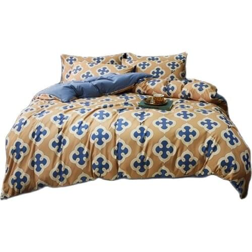 Soft Washed Cotton Bed linen Beige Plaid Bedclothes Twin Full Queen King Duvet Cover Bed Sheet Pillowcase Adult Bedding Set