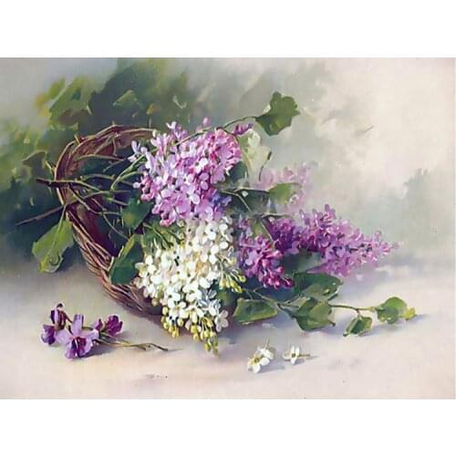 ZOOYA 5D DIY Diamond Painting Flowers Diamond Embroidery Lilac Flowers Basket Mosaic Garden Full Round Drill Cross Stitch Kits
