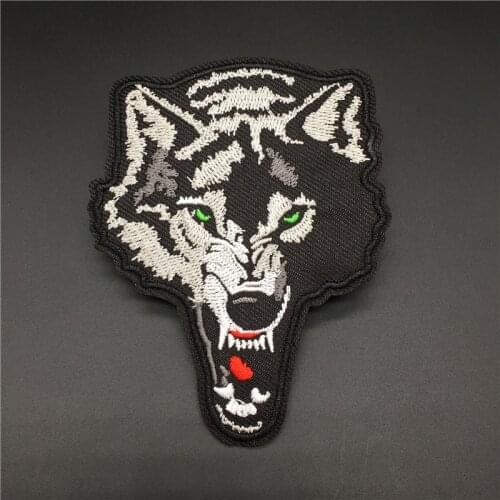 Wolf Embroidery Patch Iron on Stripes for Clothing Appliques Diy Decorative Sewing Badge Stickers on Clothes Jacket T-shirt