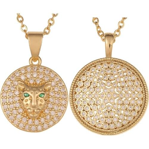 Punk 2021 New Gold Color Leopard Head Pendant Necklace Hip Hop Zircon Choker Hip Hop Street Style Cool Animal Metal Jewery