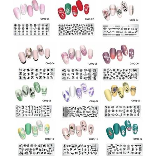 OM-Q Nail Printing Template Nail Stamping Plate Nail Image Plate DIY Printing Template Steel Manicure Tools