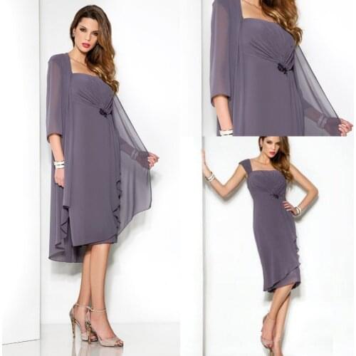 Plue Size Mother of the Bride Dresses with Jacket 2021 hot Sexy Short Black Sweetheart Gay Chiffon Beaded Vintage Evening HL7831