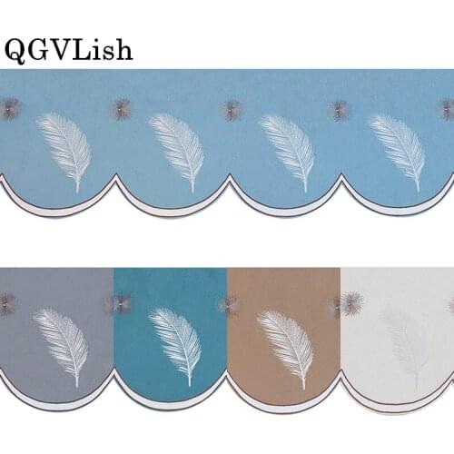 QGVLish 48cm Wide Linen Feather Decor Curtain Fabrics Lace Trim Ribbon DIY Valance Stage Living Room Decor Curtain Accessories
