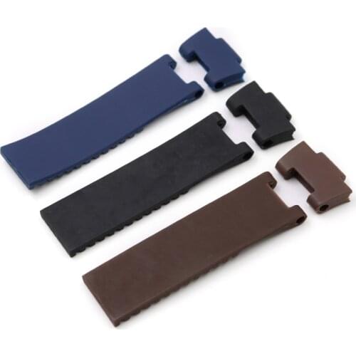 Rolamy 22*10mm / 25*12mm Black Brown Blue Waterproof Silicone Rubber Replacement Wrist Watch Band Strap Belt For Ulysse Nardin