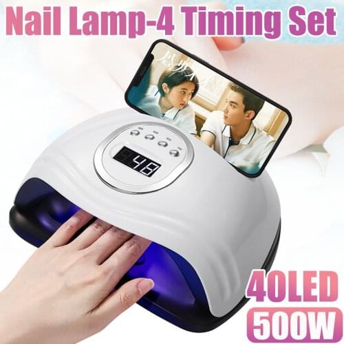 500W Sensor Timing Nail Dryer 40LED Lamp Gel Polish Curing Manicure Machine 4 Timing Set