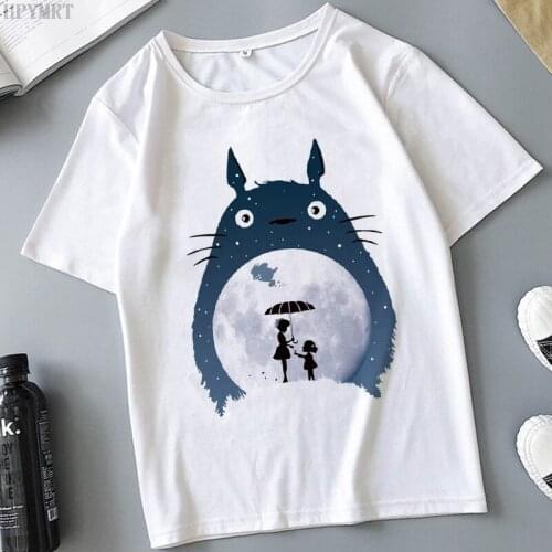 Japanese Anime Tops Womens T-shirt Fashion Funny Totoro Print T Shirt Summer Harajuku Streetwear O-Neck Short Sleeve Tshirt