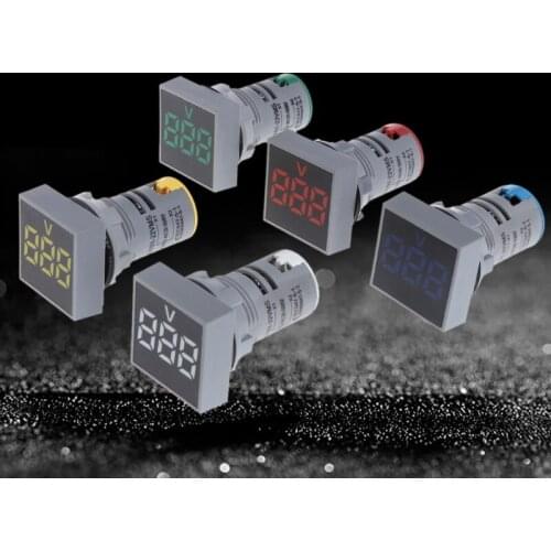 22MM AC 12-500V Voltmeter Square Panel LED Digital Voltage Meter Indicator Light