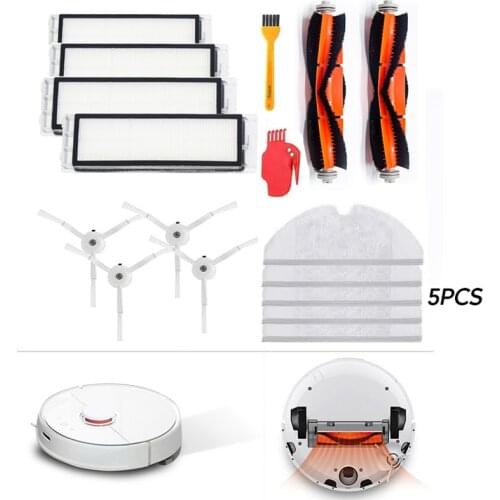For Xiaomi Roborock S5 Max S6 S50 S51 S55 Vacuum Cleaner Accessories Parts HEPA Filter + Side Brush + Main Brush + Mop Cloths