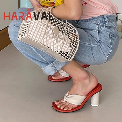 HARAVAL Women Basic Slide Shoes Sliper High Heels Butterfly-Knot Sexy Elegant Fashion Patchwork Outside Round Toe Adult B117