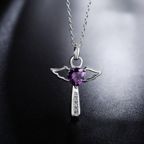 Fashion brand 925 Sterling Silver Necklace For Women luxury Wedding Jewelry angel crystal cross pendants chain neckalce