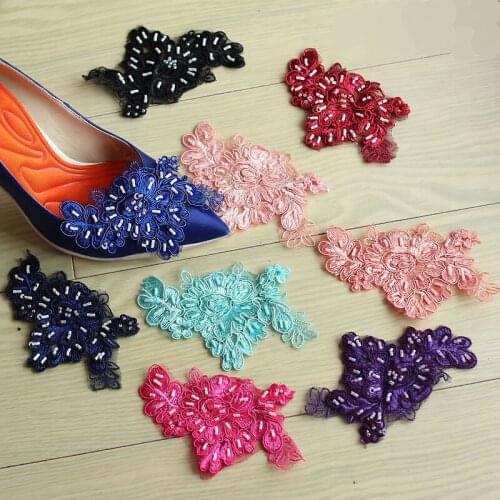 4Pcs Multicolor Colored Beaded Clothing Patch Embroidery DIY Sewing Wedding Dress Decoration Fitting Patch