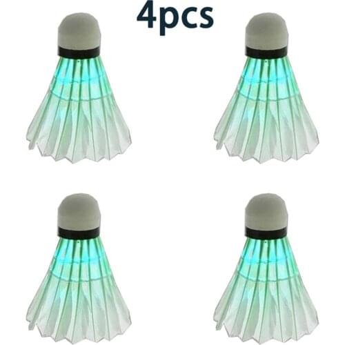 4 Pcs Badminton Dark Night LED Glowing Light Up Shuttlecock Lighting Balls for Indoor Outdoor Sports B2Cshop