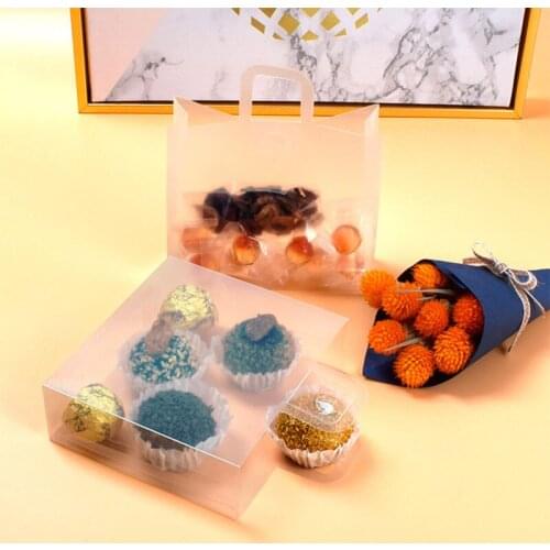 7pcs Transparent Gift Bag Cloth Storage Shopping Bag With Handle Party Wedding Christmas Plastic Candy Cake Wrapping Bags