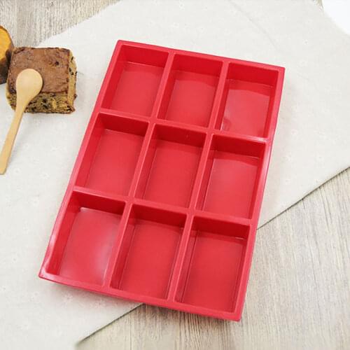 1pc 9 Grid Silicone Chocolate Brownie Cake Moulds Biscuit and Ice Cream Mold Baking Pan Tray Baking Tools
