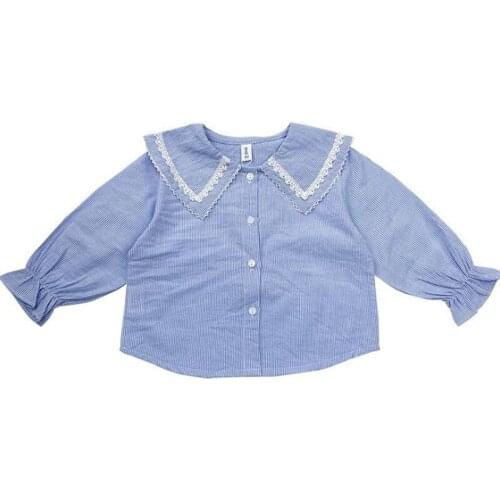 DFXD 2020 Spring Autumn Toddler Girl Blouses Shirts England Style Fashion Long Sleeve Striped Princess Shirt 1-7T Kids Clothes
