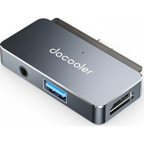 Docooler 4-in-1 Type-C Hub Type-C to USB3.0 HD Audio Aluminum Alloy Hub Compatible with iPad Pro Type-C Phone Tablet Laptop