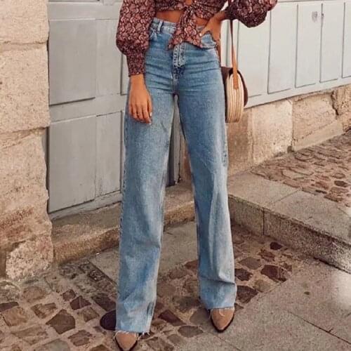 Washed Denim Jeans Women Pants Wide Leg Trousers Female Casual Long Pants High Waisted Streetwear Women Straight Jean Pantalones