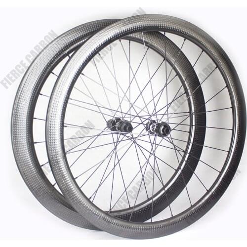 FIERCE Carbon Road Wheels Full Dimple 58mm Depth 700C NOVATEC 411-412SB Tubeless Ready Disc Brake Wheelset for Sale Racing Wheel
