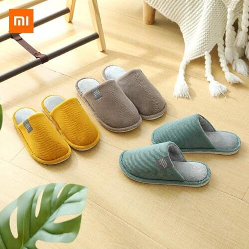 Xiaomi Youpin Cotton slippers womens household indoor warmth couples home home non-slip thick bottom month hair slippers