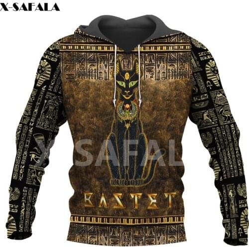 Anubis Egypt Cat God Eyes Symbol Tattoo 3D All Printed Hoodie Man M Women Harajuku Outwear Zipper Pullover Sweatshirt Casual