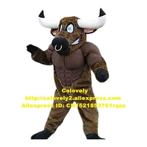 Kerbau Buffalo Bison Wild Ox Bull Cattle Calf Mascot Costume Adult Cartoon Character Grad Night Annual Celebration zz8018