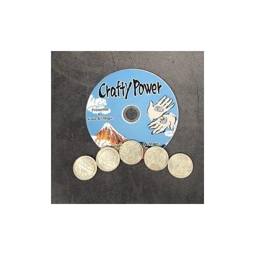 Crafty Power (DVD and Magnetic Walking Liberty Half Dollar Coins Set) Magic Tricks For Professional Magicians Close Up Illusions