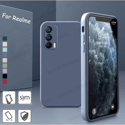 Square Soft Silicone Shockproof Case For Realme GT V15 V13 V5 5G Candy Color Matte Protective Cover For Realme 8 5G XT X7 Q2 Pro