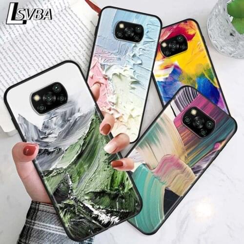 Oil Painting Paints for Xiaomi Poco X3 NFC X2 M3 M2 F2 F3 Pro C3 F1 A2 Lite Mix3 Play Silicone Soft Black Phone Case