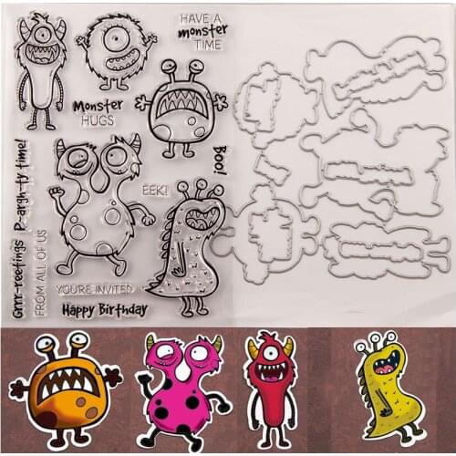 Metal Cutting Dies and Scrapbooking for Paper Making Embossing Frame Card Clear Stamps T1593 Monster Knife Mold Set