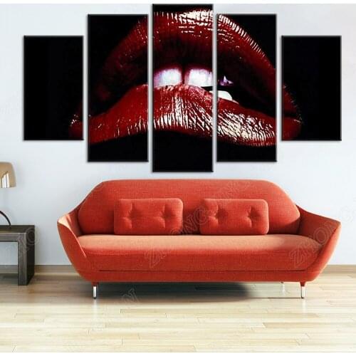 Modular Pictures 5 Pieces Rocky Horror Picture Show Lips Wall Art Canvas Home Bedside Background Decor Paintings HD Printed Post