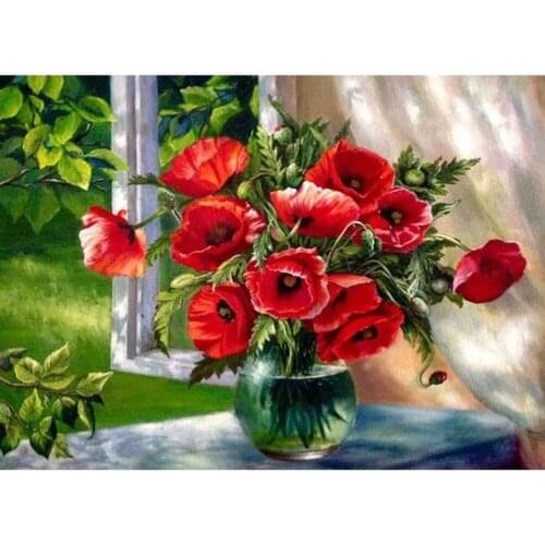 Flower Rose DIY 11CT Embroidery Cross Stitch Kits Needlework Craft Set Cotton Thread Printed Canvas Home Decoration For Living
