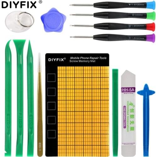 DIYFIX 14 in 1 Mobile Phone Repair Tools Kit Spudger Pry Opening Tool Screwdriver Set for iPhone X 8 7 6S 6 Plus Hand Tools Set