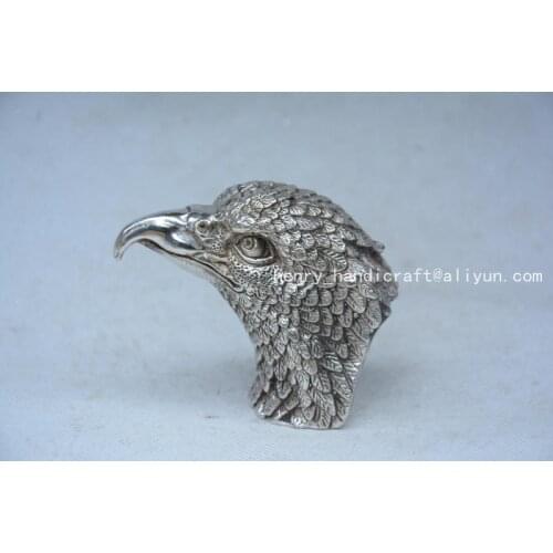 Very rare Qing Dynasty (QianLong1711-1799)silver Eagle head statue,with mark,Decoration,Free shipping