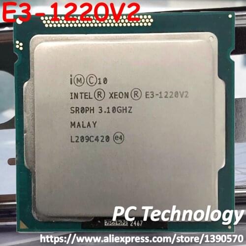 Original INTEL XEON E3-1220V2 E3 1220V2 CPU SROPH Quad core (8M Cache, 3.10GHz) E3-1220 V2 LGA1155 E3 1220 V2 free shipping