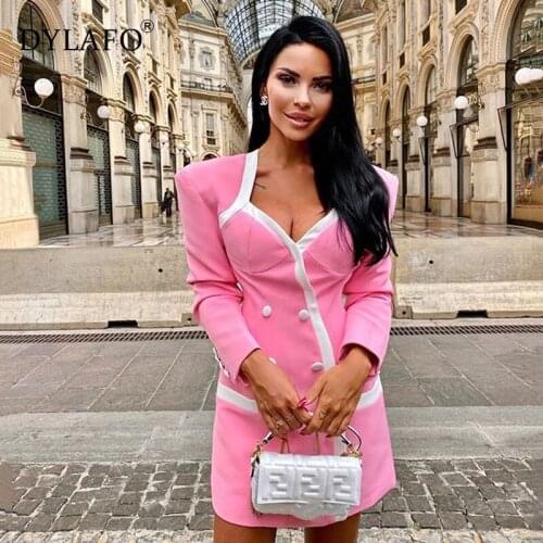 2020 Fall Winter Sexy V-neck Double Breasted Dress For Women Streewear Bodycon Dresses Ladies Skinny Warm Outside Vestidos